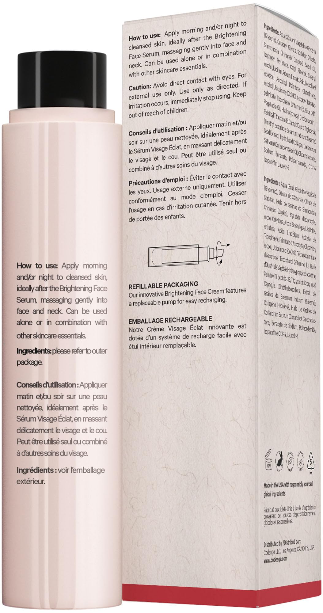 Codeage Maison Rouge Brightening Face Cream Refill Glutathione Cream, Collagen Peptides, Vitamin E, CoQ10 – Radiance & Antioxidant Complex – Paraben and Sulfates Free – Skin Care - 1.7 fl oz Codeage Au supplements