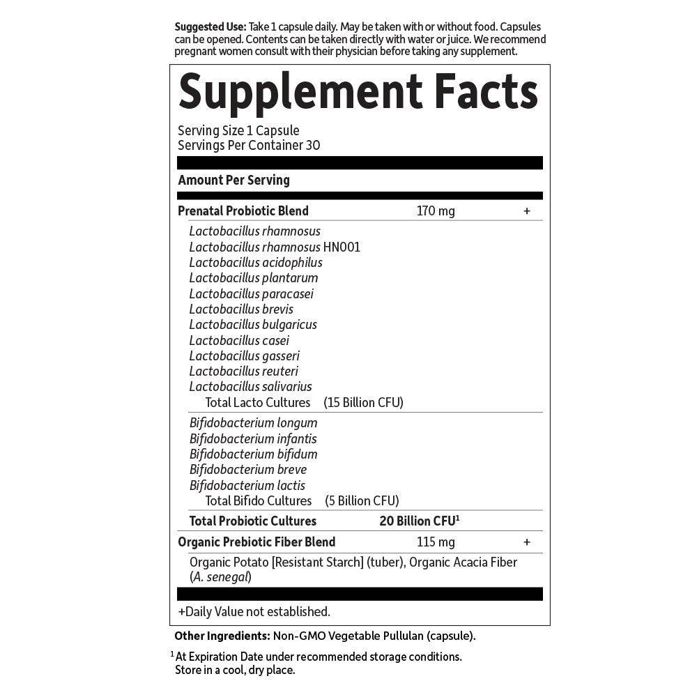 Garden of Life Dr. Formulated Probiotics Once Daily Prenatal - Acidophilus and Bifidobacteria Probiotic Support for Mom and Baby – Shelf Stable - Gluten, Dairy