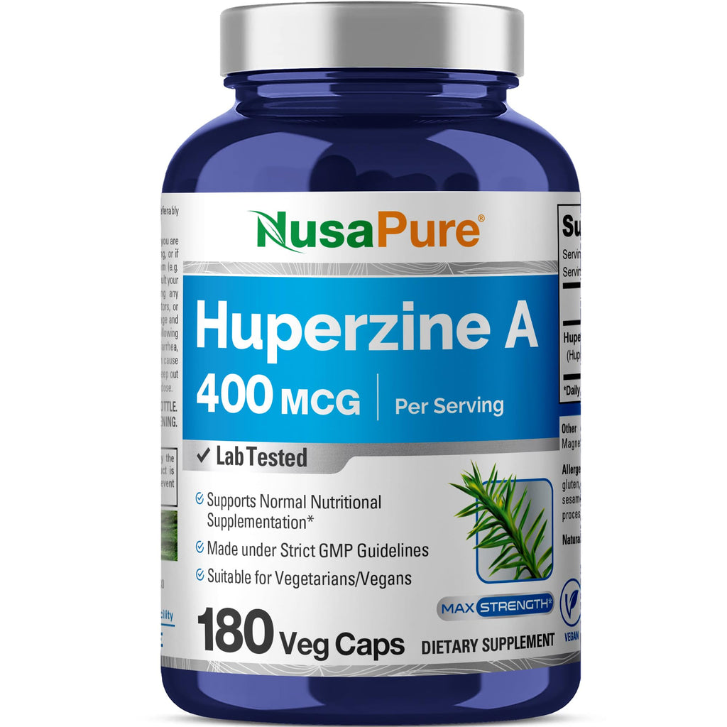NusaPure Huperzine A 400mcg 180 Veggie Capsules (Vegetarian, Non-GMO, Vegan) NusaPure Au supplements
