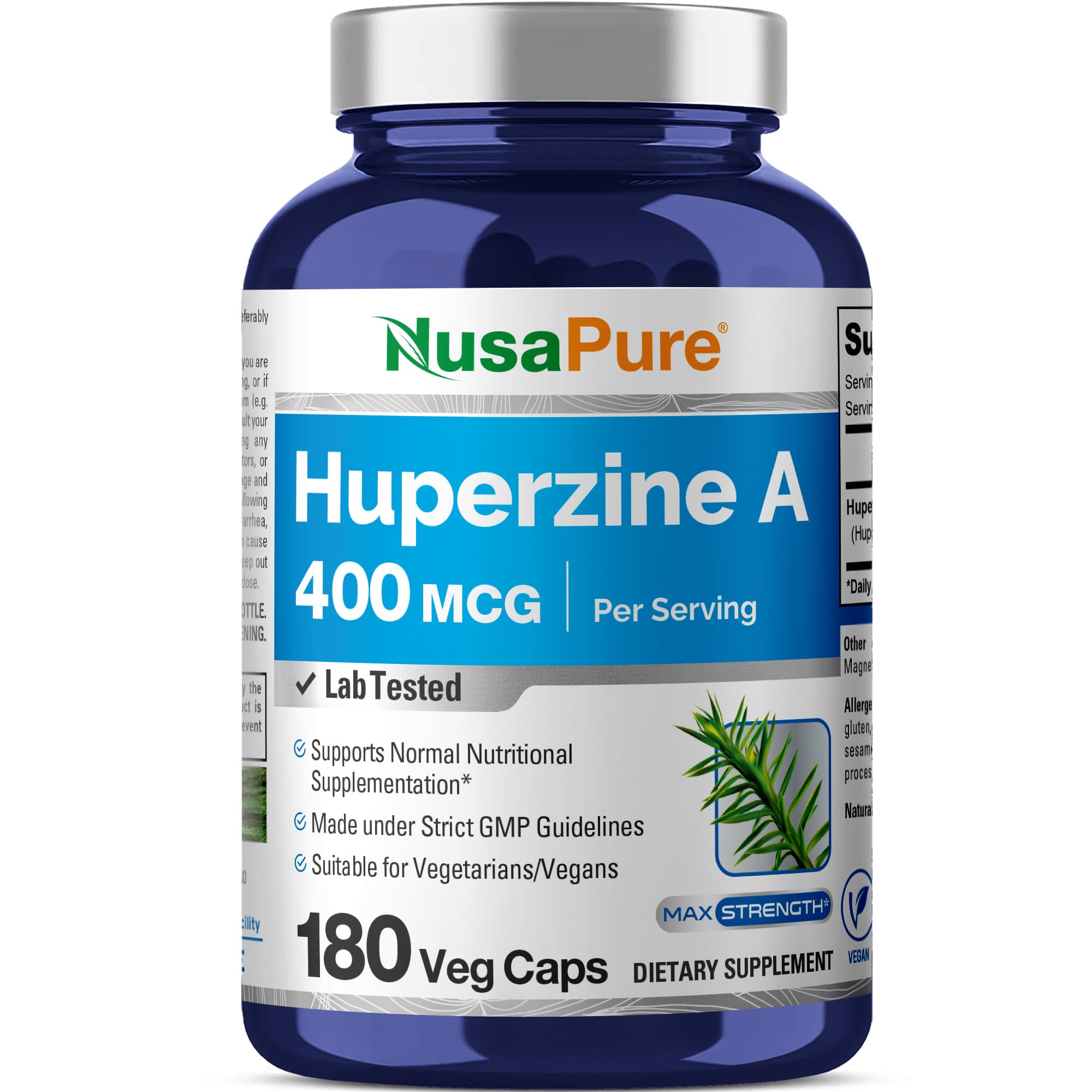 NusaPure Huperzine A 400mcg 180 Veggie Capsules (Vegetarian, Non-GMO, Vegan) NusaPure Au supplements