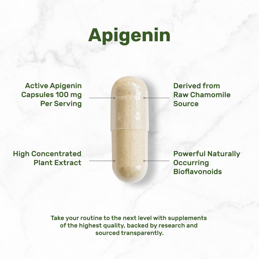 Apigenin, 100mg Per Serving, 240 Capsules – Raw Plant Extract from Chamomile Flower – Active Bioflavonoids & Antioxidants