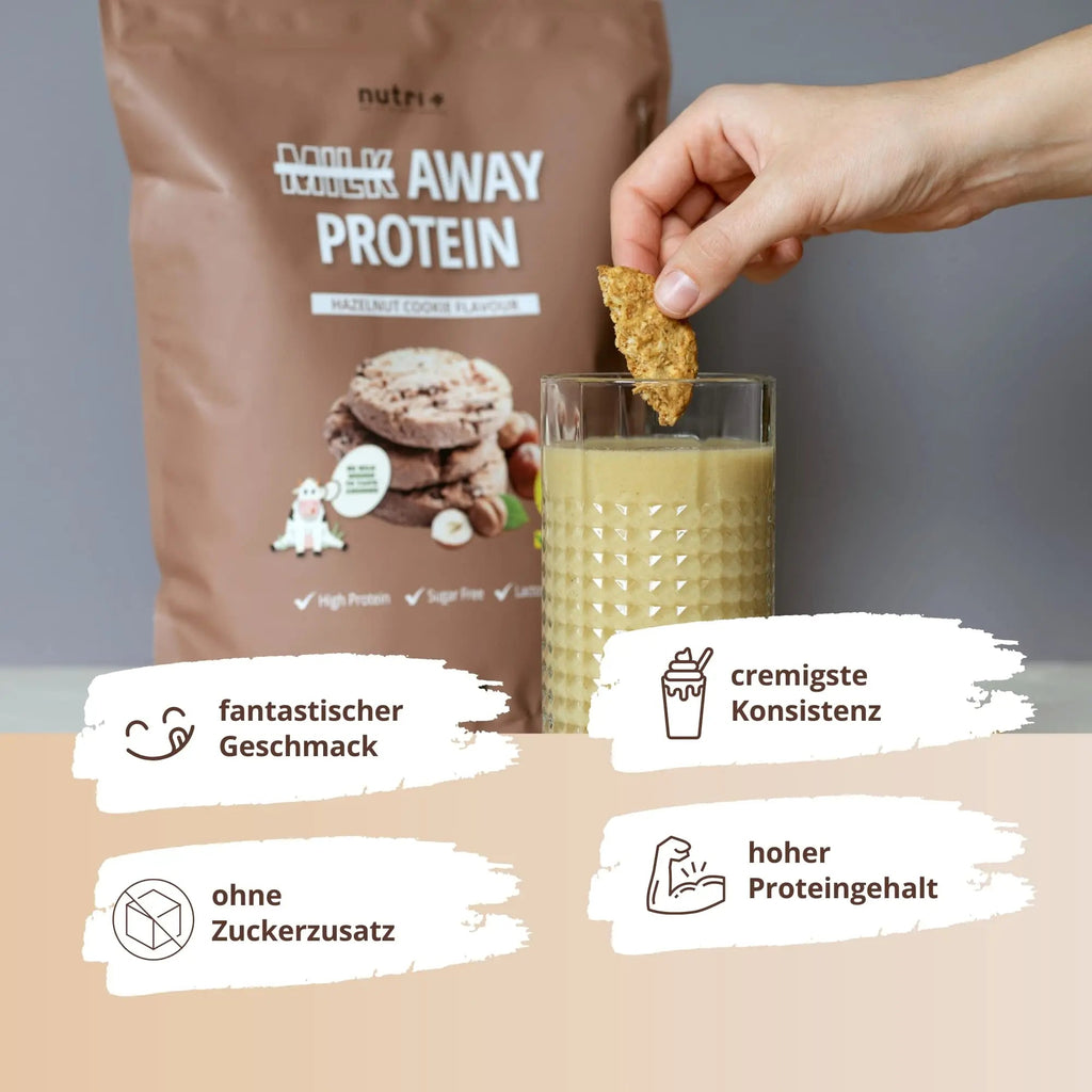 Vegan Protein Powder Hazelnut Cookie - Milk Away Vegan Protein Without Soy 1kg Nutri + Au supplements