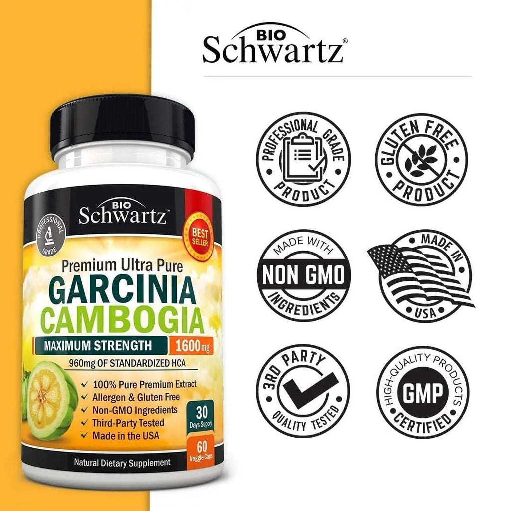 Garcinia Cambogia Weight Loss Pills - Maximum Strength Appetite Suppressant & Fat Burner BioSchwartz Au supplements
