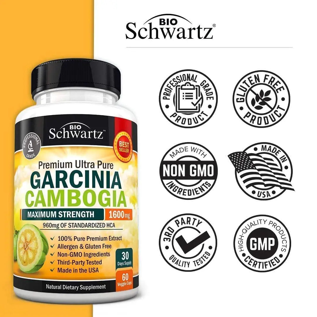 Garcinia Cambogia Weight Loss Pills - Maximum Strength Appetite Suppressant & Fat Burner BioSchwartz Au supplements
