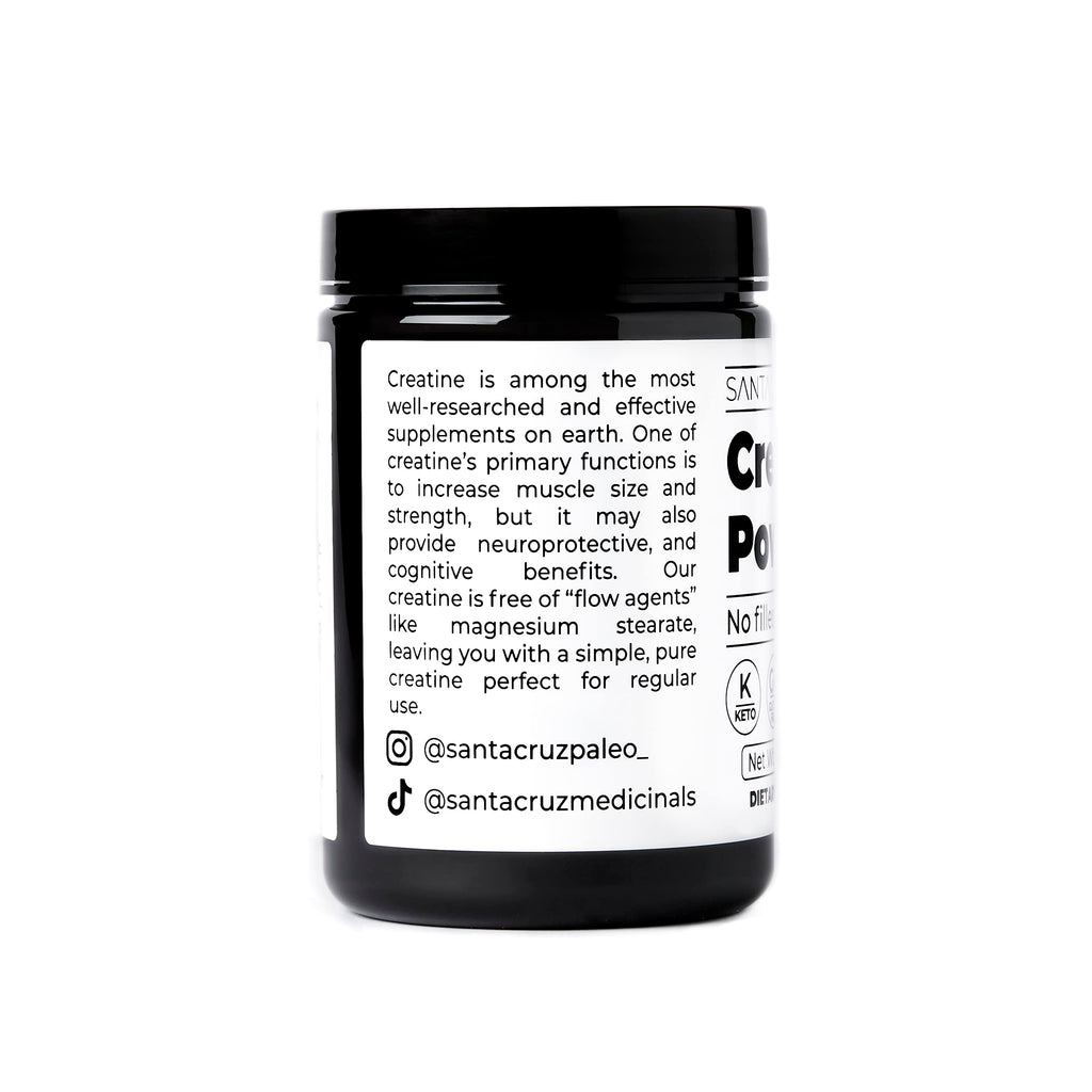 Santa Cruz Paleo, Creatine Monohydrate Powder Micronized, Unflavored Pre Workout and Muscle Support Supplement, Gluten Free Keto, Mix with Water or Shakes