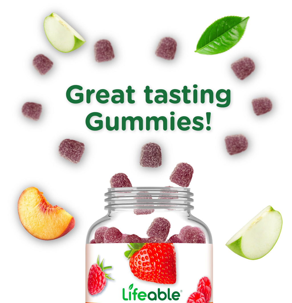 Lifeable Sugar Free Probiotics with Prebiotics Fiber – Great Tasting Natural Flavor Gummy Supplement – Keto Friendly Chewable – for Gut Health and Immune Support