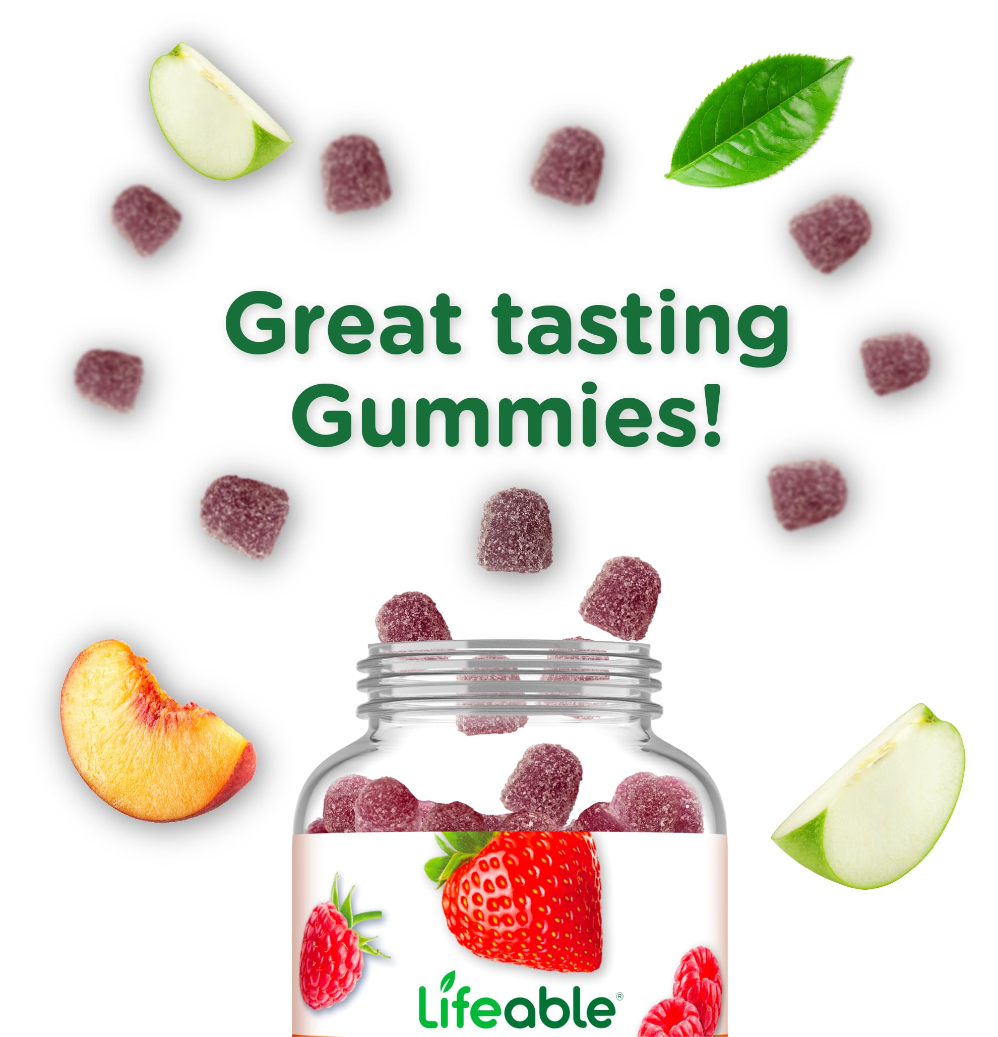 Lifeable Sugar Free Probiotics with Prebiotics Fiber – Great Tasting Natural Flavor Gummy Supplement – Keto Friendly Chewable – for Gut Health and Immune Support
