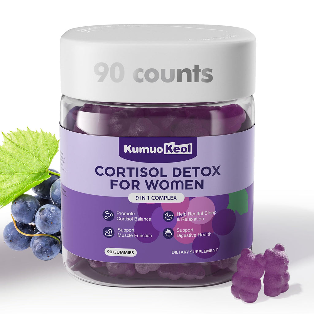 Cortisol Supplements for Women, Lower Cortisol for Women, Cortisol Gummies with Ashwagandha, Magnesium, L-Theanine, Phosphatidylserine, Vitamin, Relaxation, Focus, Sugar-Free, Vegan, 90 Count KumuoKeol Au supplements