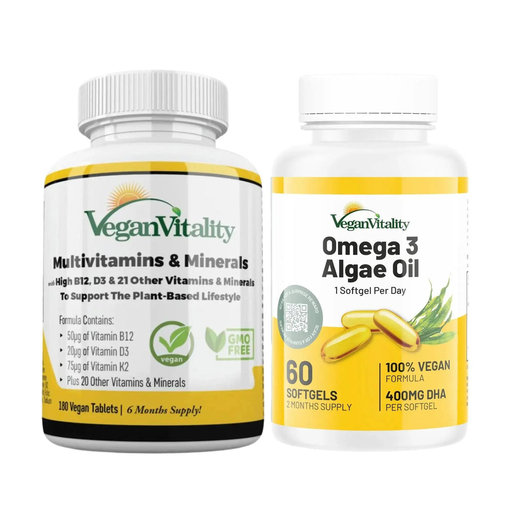 Vegan Vitality Immunity Booster Bundle 6 Months - Vegan Multivitamins and Vegan Omega 3 Algae Oil. High Strength Plant Based Formula for Immunity Vegan Vitality Au supplements