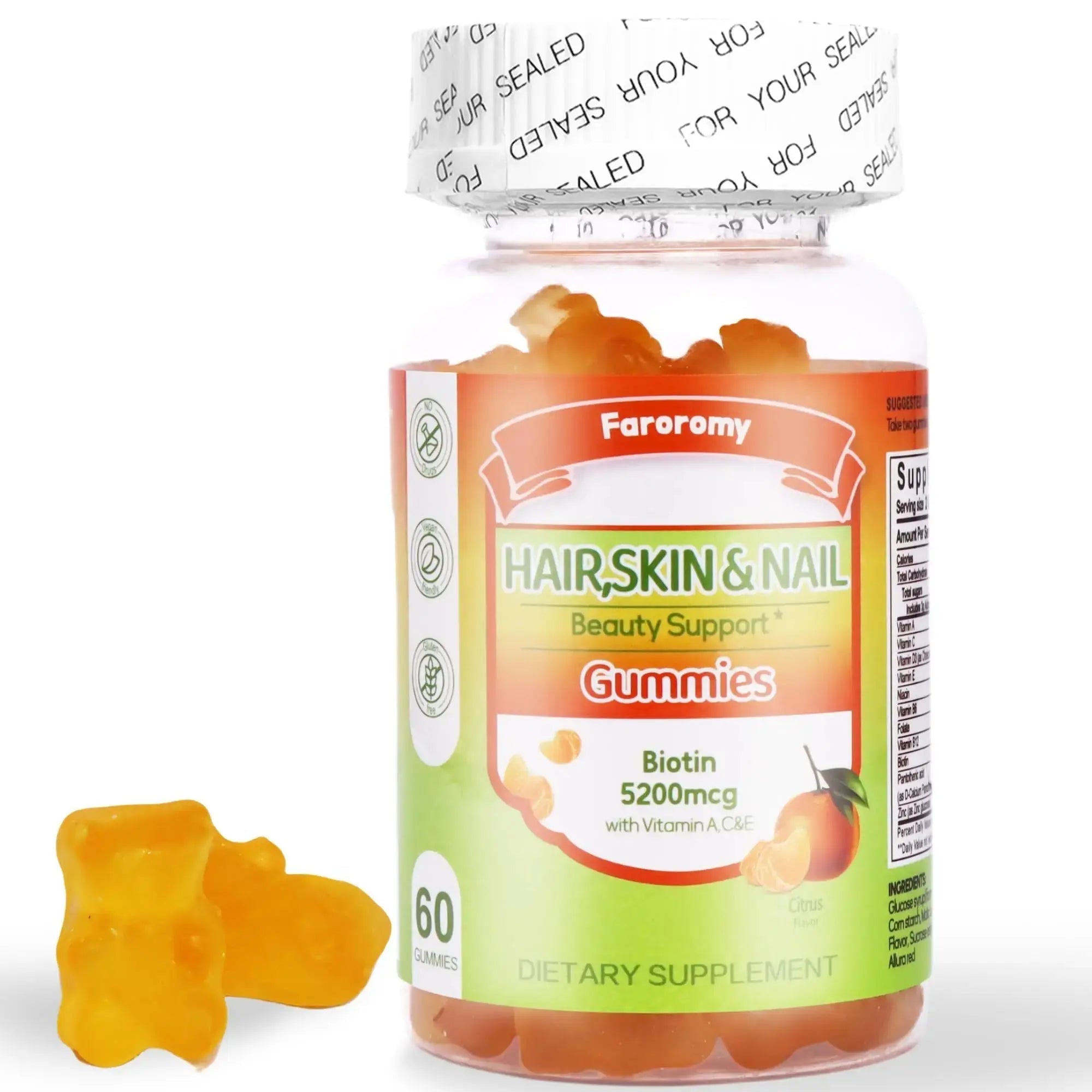 Faroromy Multivitamin Gummies for Adult 5200mcg Biotin, Citrus Flavored Daily Multivitamins with Vitamins A, C, D3, E, B6 and B12 Faroromy Au supplements