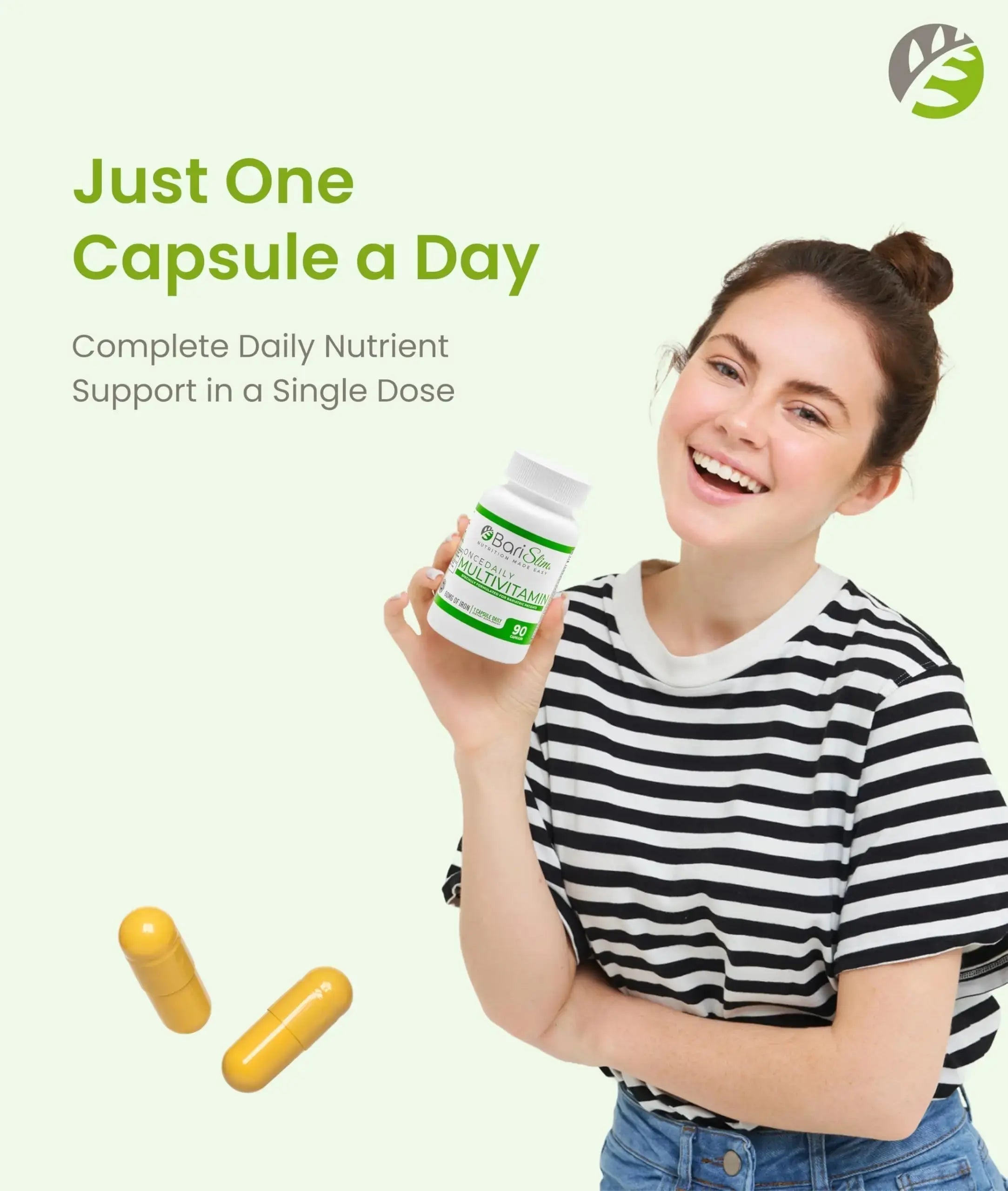 BariSlim Once Daily Bariatric Multivitamin Capsule - 60mg of Iron - Bariatric Vitamin & Supplement for Post WLS Surgery Including Gastric Bypass BariSlim Au supplements