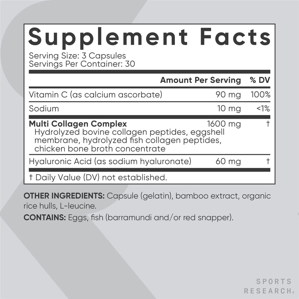 Sports Research Multi Collagen Pills (Type I, II, III, V, X) Hydrolyzed Collagen Peptides Sports Research Au supplements