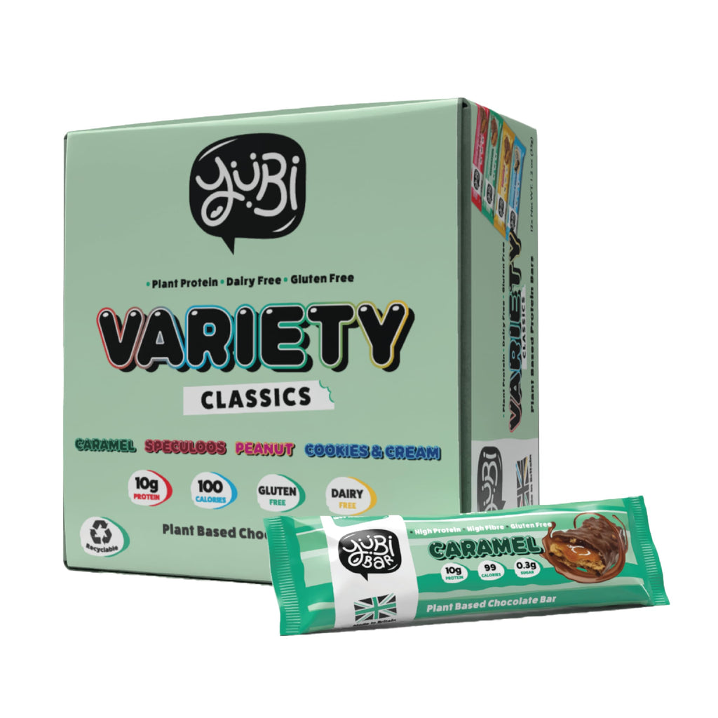 YuBi Bars - Protein Bars - 12 Bar Variety Pack - 100 Calories, 10g of Protein, Low Sugar, Low Carb, Palm Oil Free/Non-GMO, Gluten Free, Dairy Free, Healthy Snack, Non-GMO - 14.8oz (12 Pack, Variety Box)