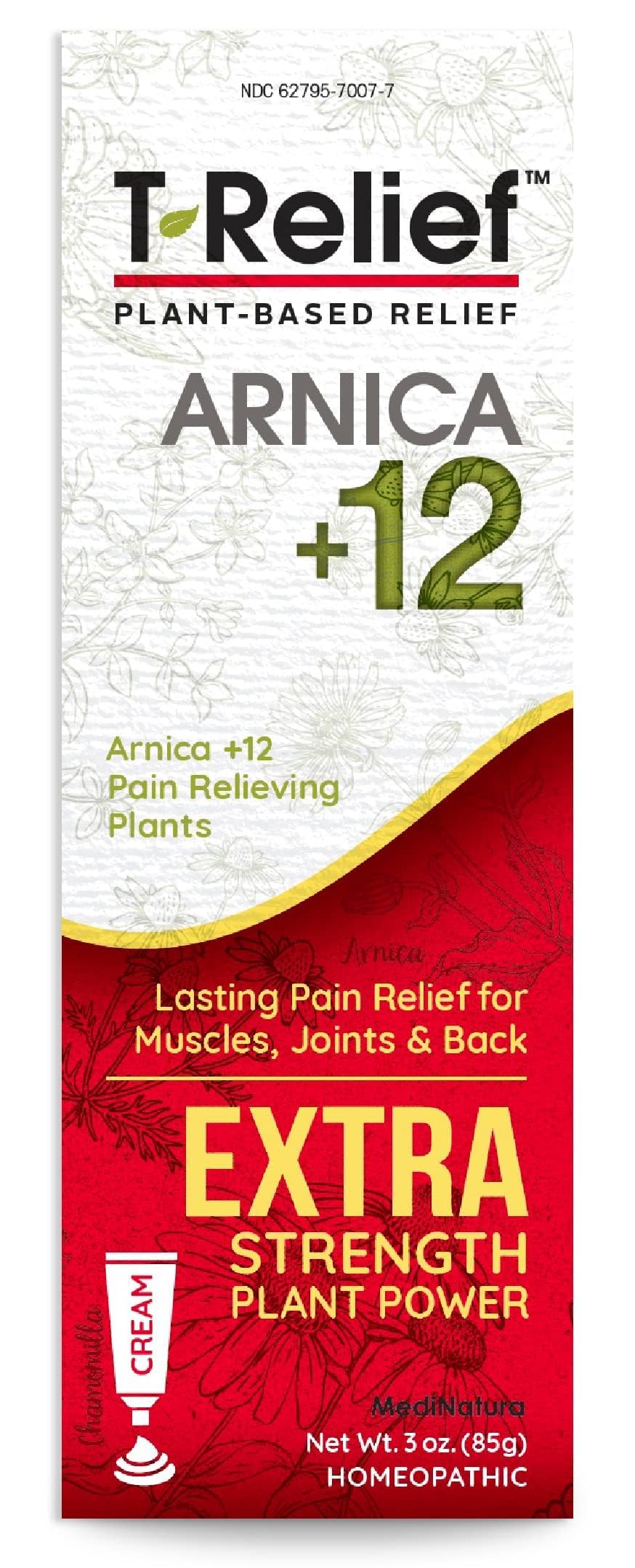 MediNatura T-Relief Extra Strength Cream Arnica +12 Natural Relieving Actives for Back Pain Joint Soreness Muscle Aches & Stiffness, Whole Body Fast Acting Relief for Women & Men - 3 oz MediNatura Au supplements