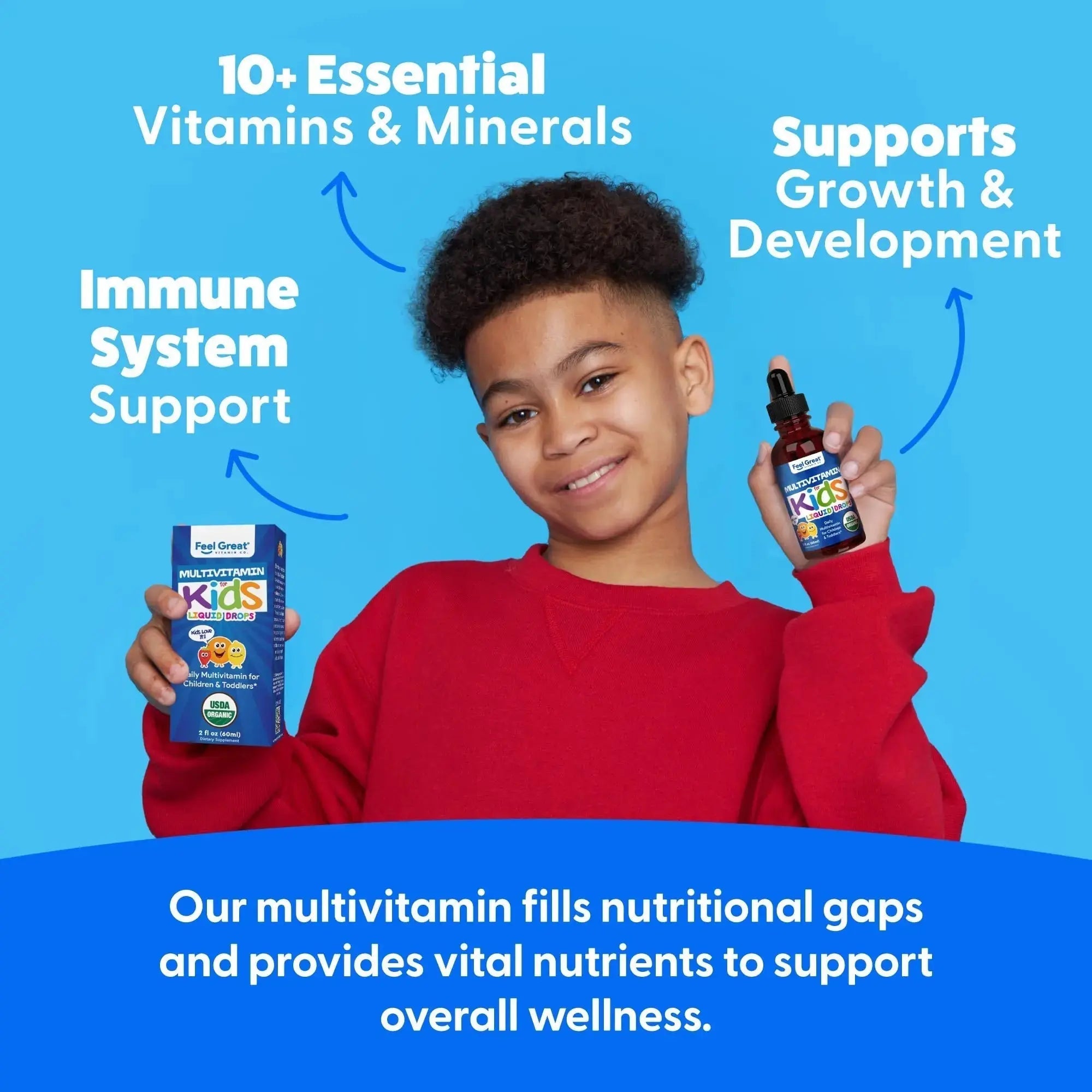Feel Great Vitamins Organic Multivitamin Liquid Drops for Toddlers & Kids | Daily Essential Nutrients for Healthy Growth | The Feel Great Vitamin Company Au supplements