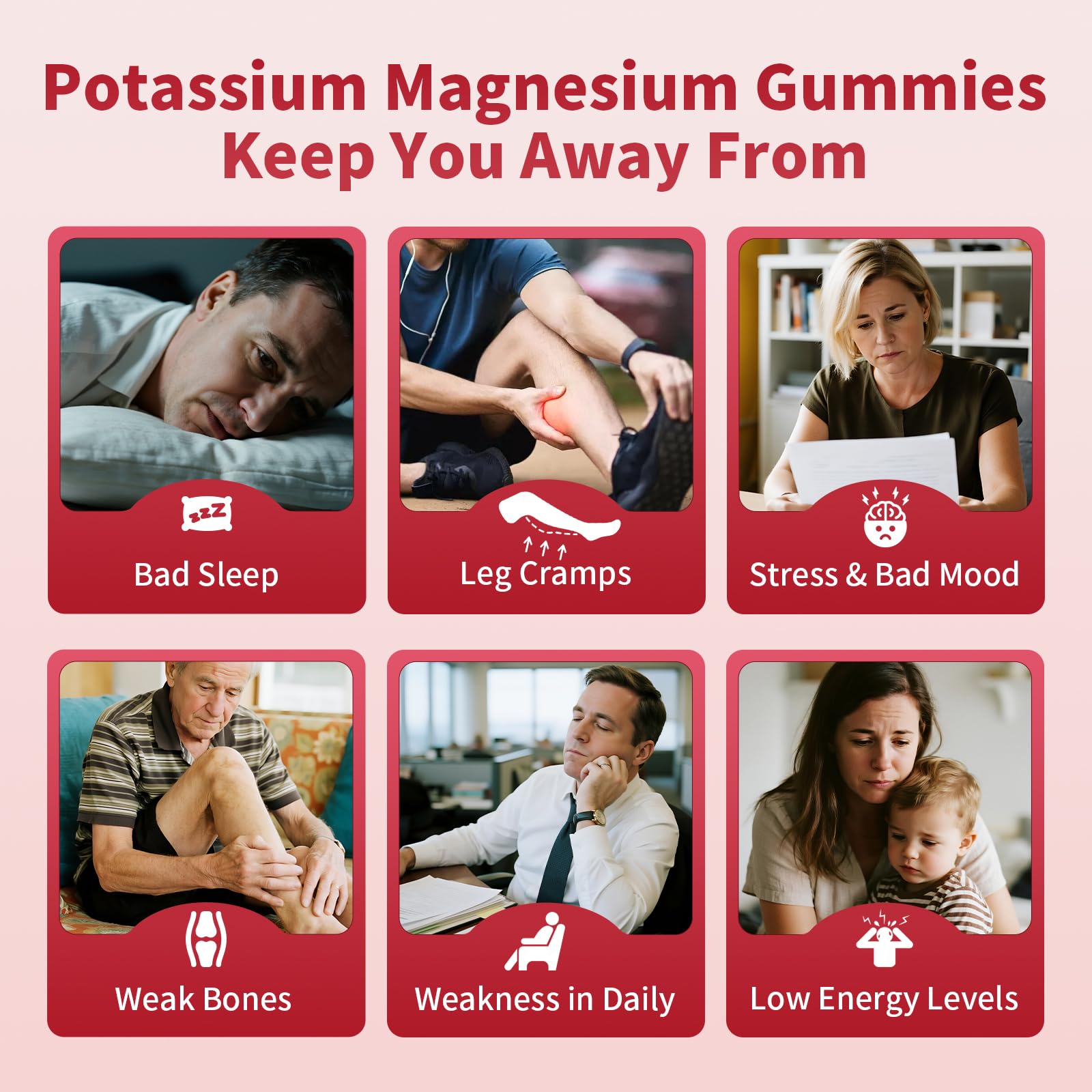 2 Pack Potassium Magnesium Gummies, Sugar Free Potassium Supplement Magnesium Glycinate 500mg, Ashwagandha, Vitamins D3, C, B6, Calcium & Zinc for Sleep, Leg Cramps & Muscle Relaxation-120 Count MABEFY Au supplements