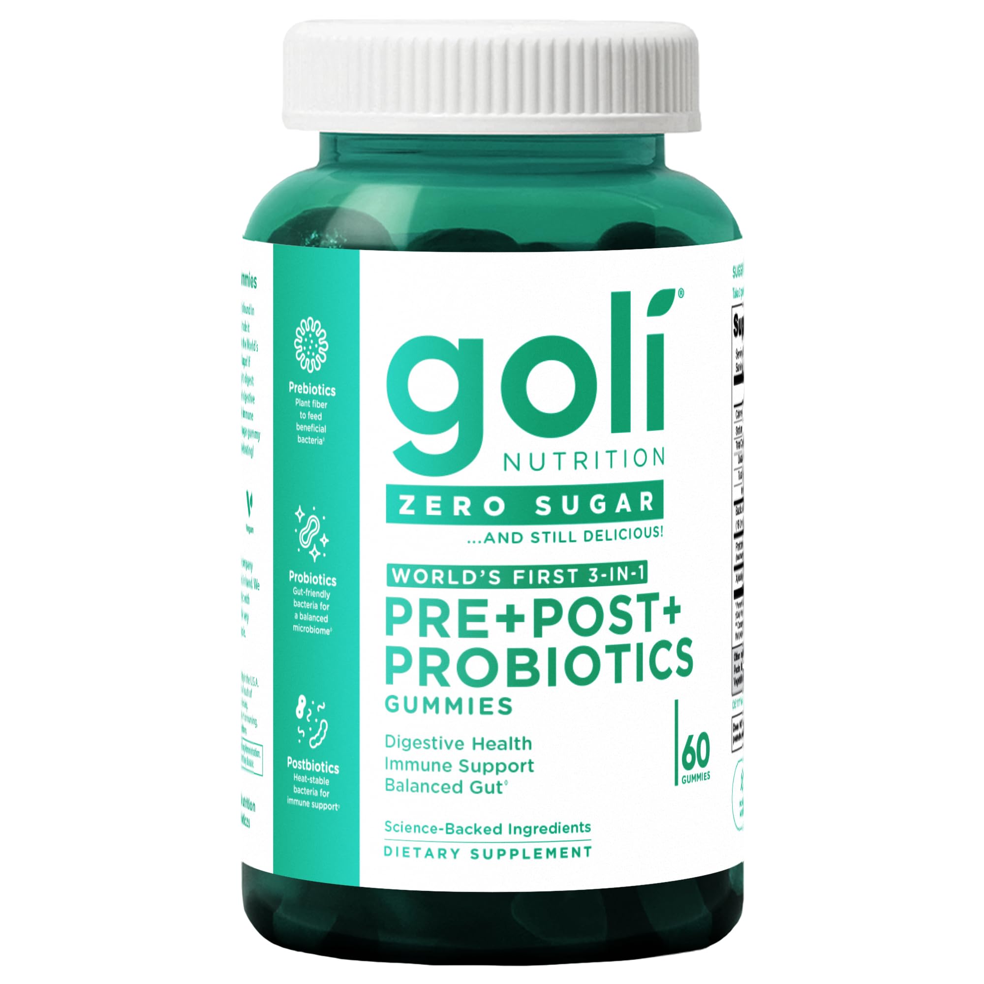 Goli Zero Sugar Pre Pro Postbiotic Gummies - Worlds First 3-in-1 with DE111, XOS, MCC1849 - No Sugar Alcohols - Vegan, Keto-Friendly, Non-GMO Goli Au supplements