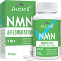 Sublingual NMN 500mg + Trans-Resveratrol 400mg, 3-in-1 Advanced Formula 99% Pure NMN Resveratrol Supplement for Boost* NAD, Cell, Immune, Energy & Muscle, Anti-Aging, 120 Lozenges, 120-Day Supply Ascuoli Au supplements