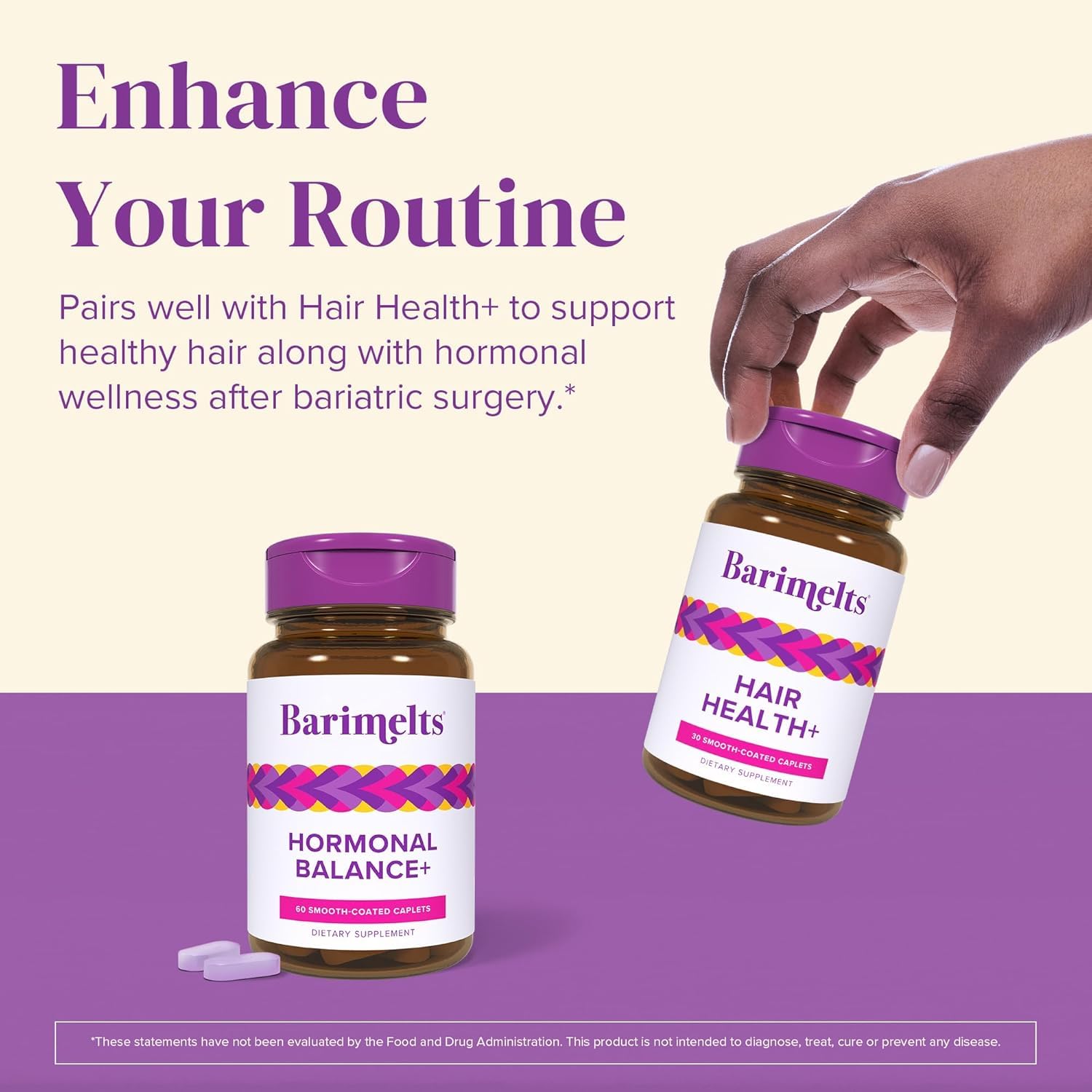 BariMelts Hormonal Balance+ for GLP-1 Users and Bariatric Patients - DIM, NAC & Chasteberry Supports Hormone Balance for Women - 60 Smooth-Coated Caplets (1-Month Supply) BariMelts Au supplements
