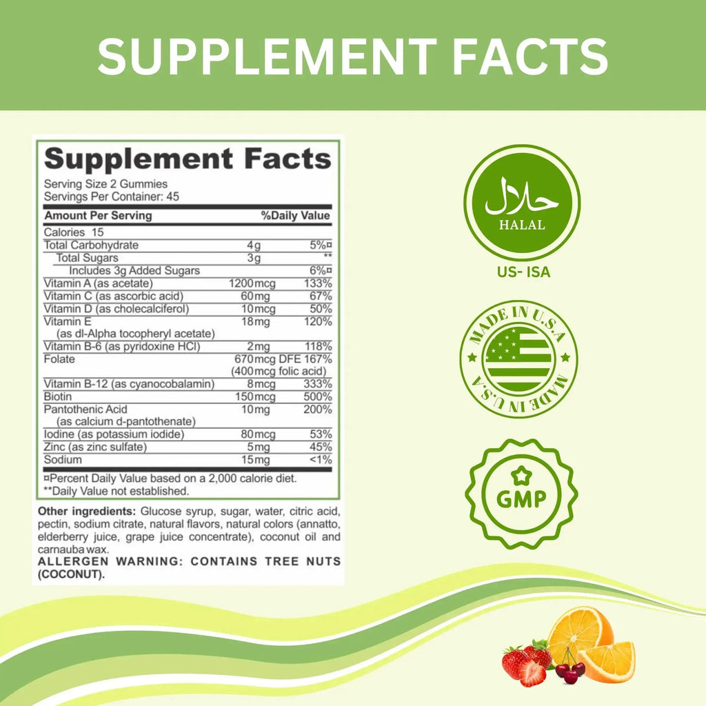 Greenfield Nutritions Halal Multivitamins for Adults | 90 Halal Vitamins for Women & Men | All Essential Gelatin Free Halal Gummy Vitamin, Mineral GREEN FIELD NUTRITIONS Au supplements