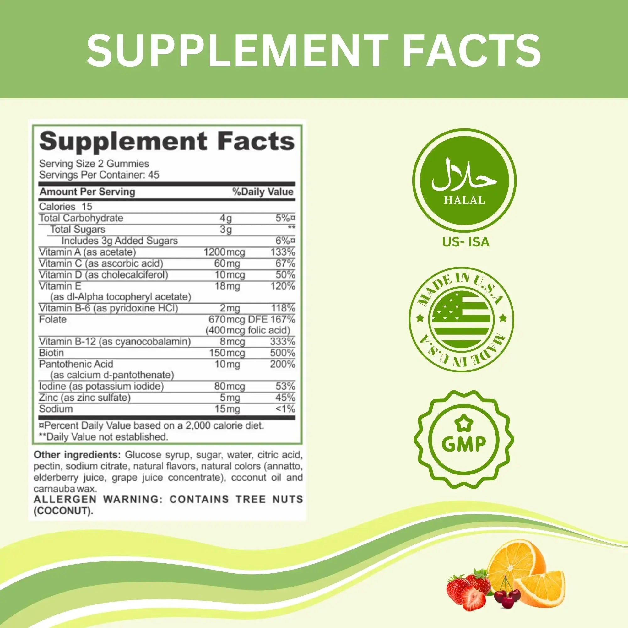 Greenfield Nutritions Halal Multivitamins for Adults | 90 Halal Vitamins for Women & Men | All Essential Gelatin Free Halal Gummy Vitamin, Mineral GREEN FIELD NUTRITIONS Au supplements