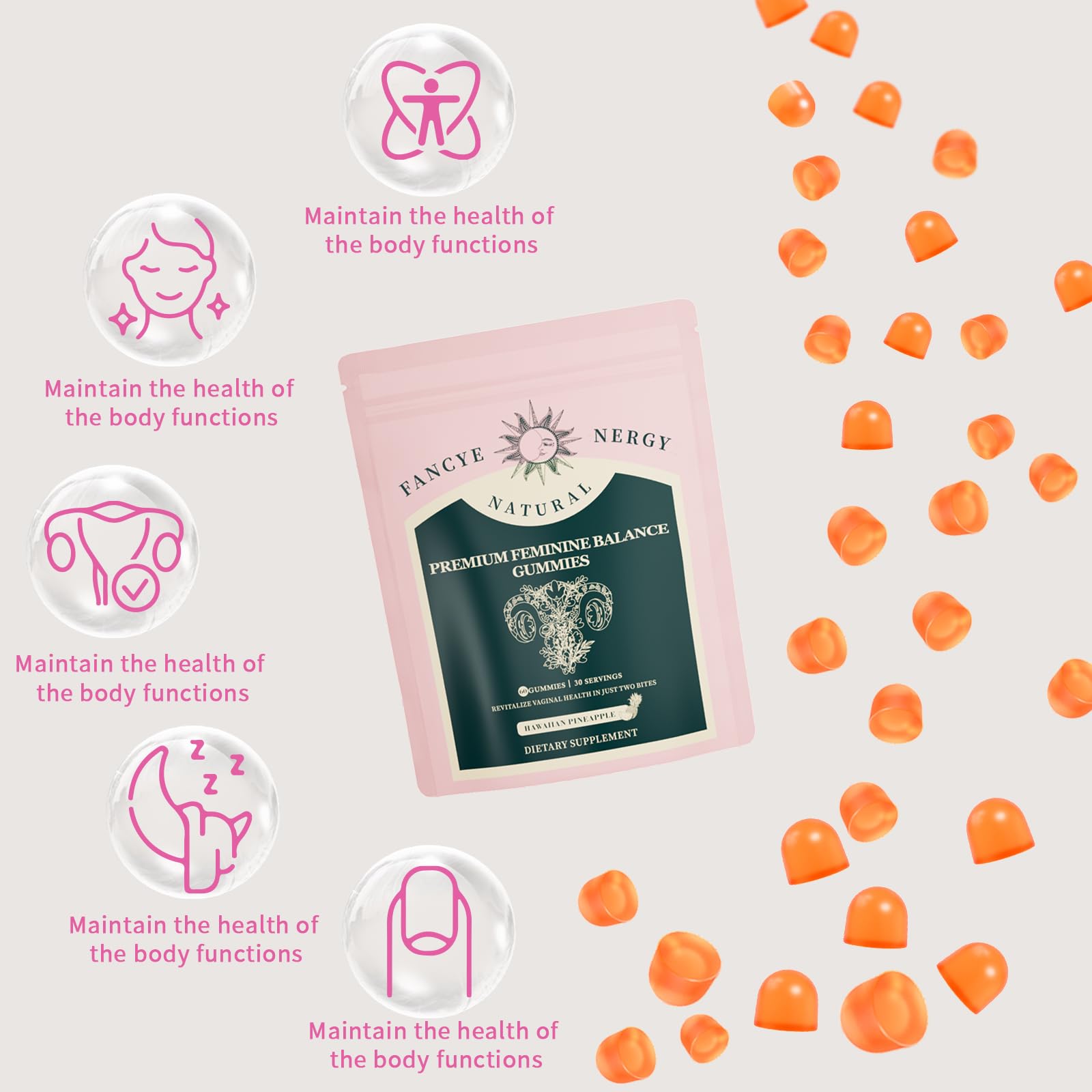 Vaginal Probiotics for Women – Premium Feminine Balance Gummies for Women, Hawaiian Pineapple Flavor, Support Healthy Odor and Vaginal Flora, pH Balance