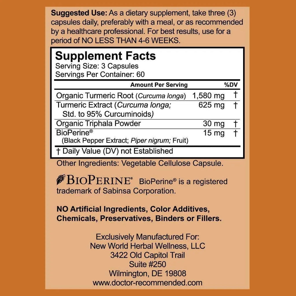 Turmeric Curcumin - 2250mg/d - Veggie Caps - 95% Curcuminoids with Black Pepper DOCTOR RECOMMENDED SUPPLEMENTS Au supplements