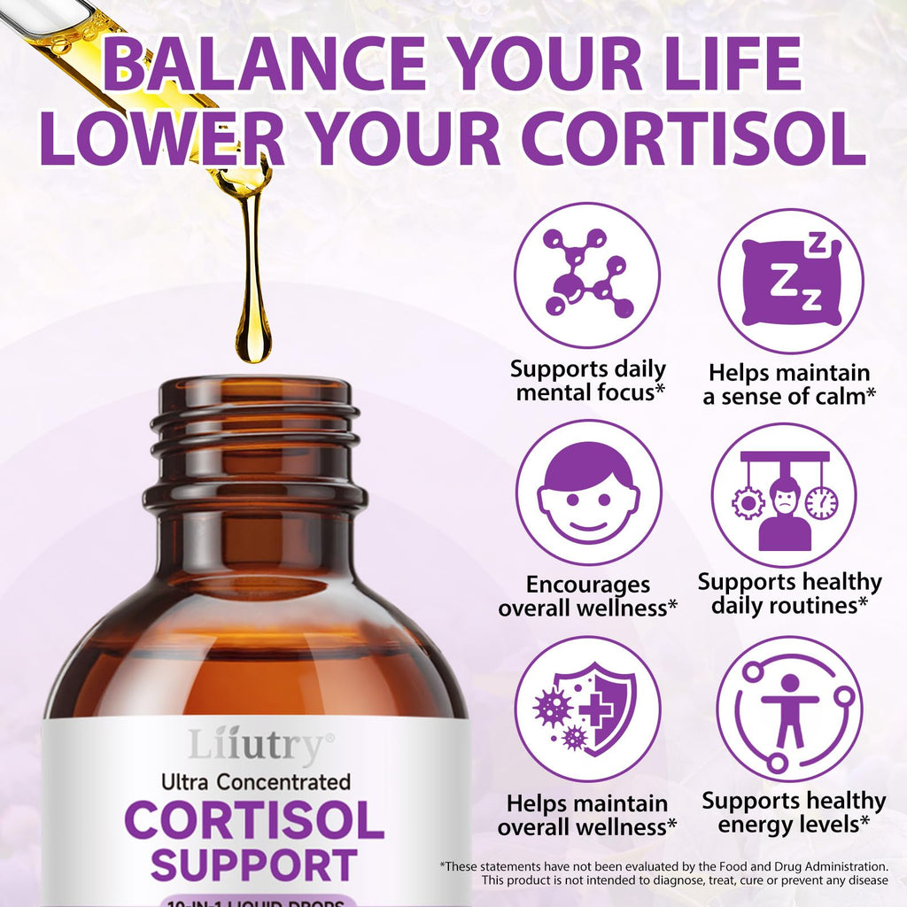 Cortisol Supplements for Women & Men, Cortisol Reducer 10 In 1 Cortisol Detox Liquid Drops with Magnesium, Ashwagandha, L-Theanine Liquid Drops, Hormone Balanced,Promotes Mood & Mental Clarity 2 Fl.Oz QZFICNJY Au supplements