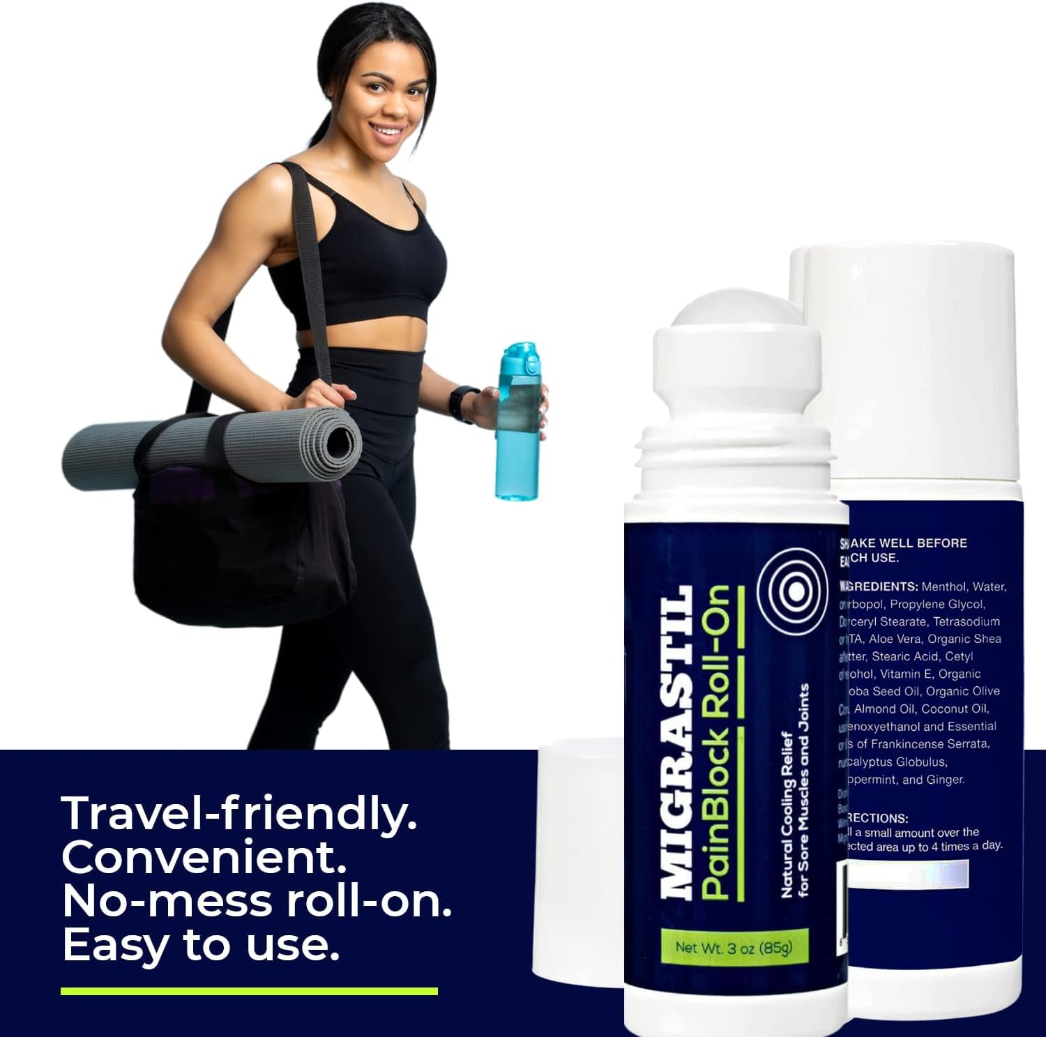 Migrastil PainBlock Roll-On 3 oz - Topical Roll-On for Muscle Aches, Cramps, Joint & Nerve Discomfort. Works Great on Shoulders, Neck, Feet, Knees, Legs, Back, Elbows, HIPS, Etc. (2) Basic Vigor Au supplements