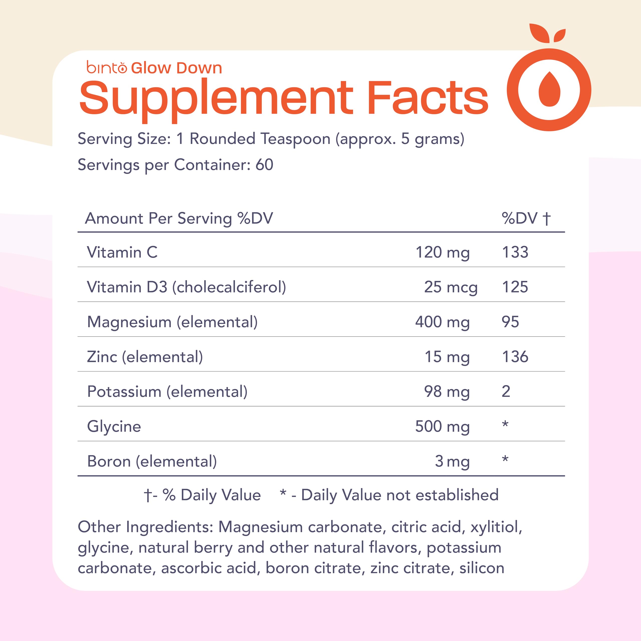 Binto Glow Down - Sleep Better & De-Stress with Our Berry Vanilla Magnesium Drink Mix, Made in USA, Sugar-Free, Preservative-Free, Gluten-Free Drink Mix (60 Day Supply) Binto Au supplements