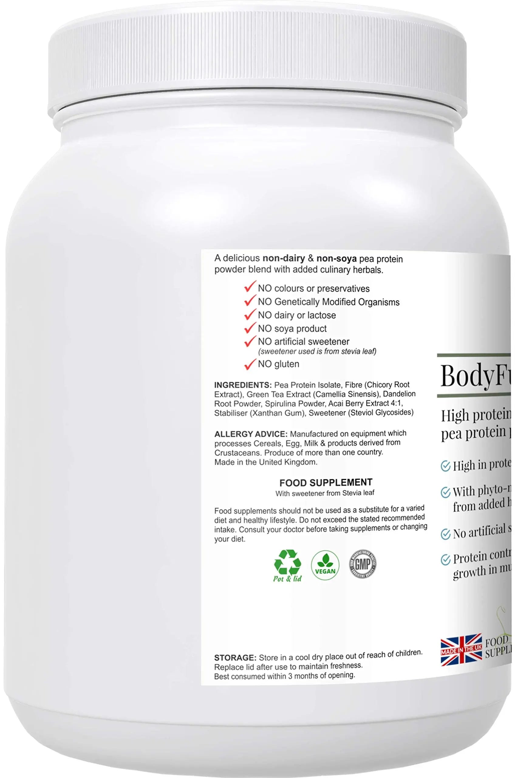 Complementary Supplements - BodyFuel Hypoallergenic Pea Protein Isolate Powder Plus Phytonutrients Complementary Supplements Au supplements