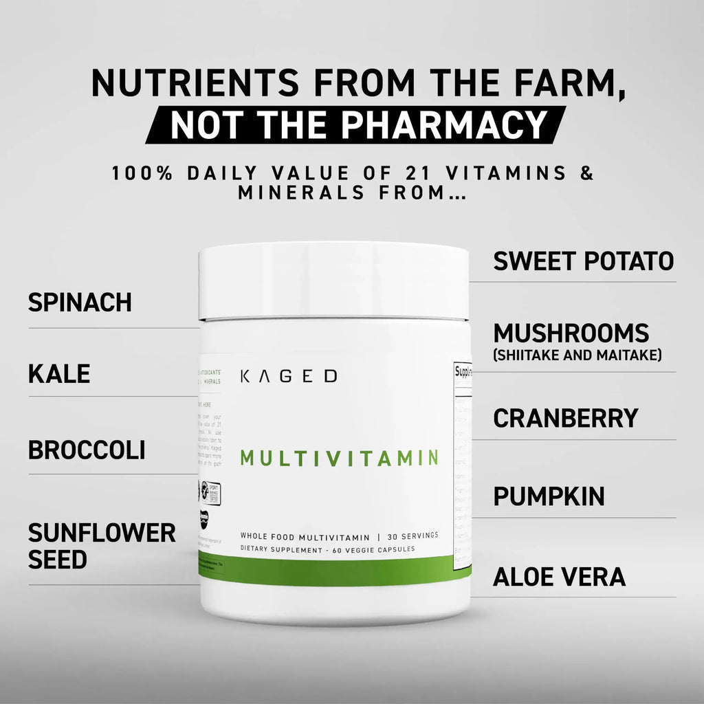 Kaged Multivitamin Capsules | Unflavored | Whole Foods Organic Fruits & Veggies | Plant Based Vegan Multivitamin Kaged Au supplements