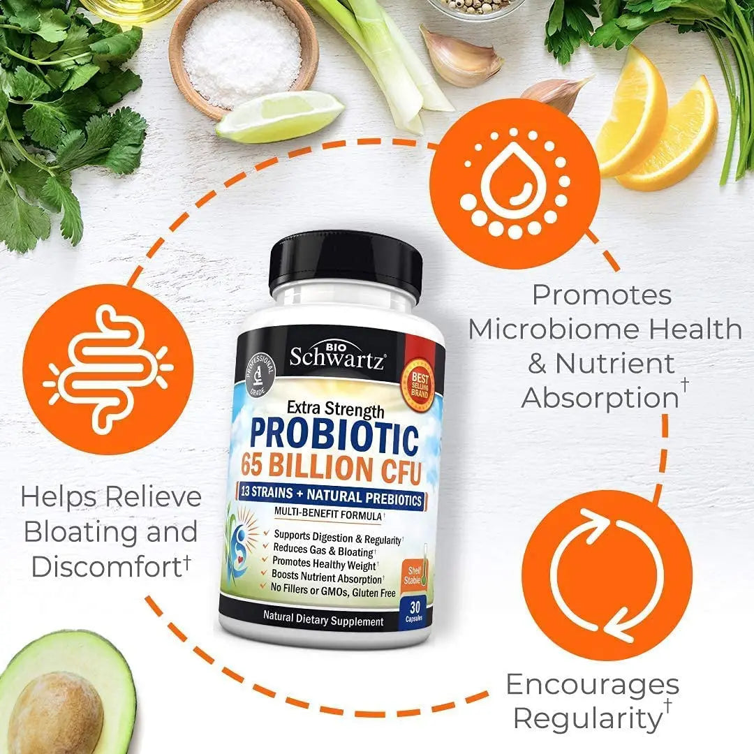 Probiotic 65 Billion - Probiotics with Prebiotic for Women & Men - Lactobacillus BioSchwartz Au supplements