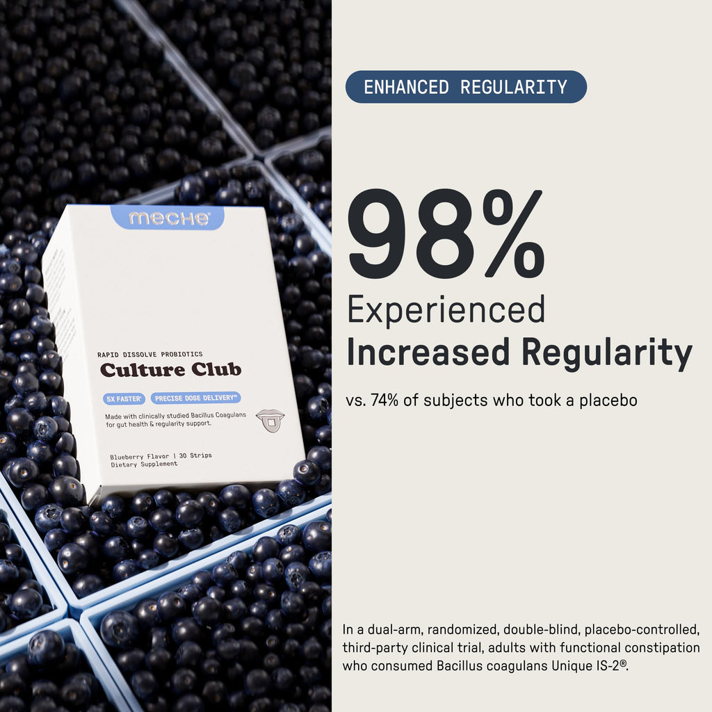 Meche Culture Club Probiotics for Digestive Health and Regularity - 5 Billion CFUs, Probiotics for Women and Men - Gut Health Supplements - Dissolve Strips