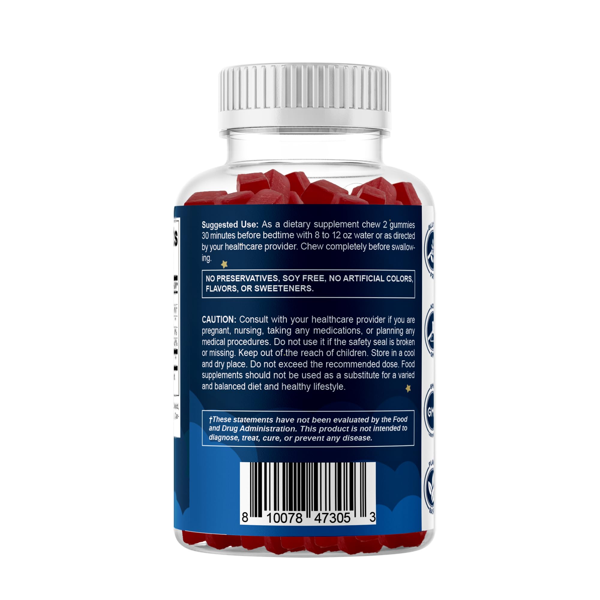 Vitamatic Sugar Free Melatonin 60 mg - 60 Vegetarian Gummies - Non-Habit Forming Supplement