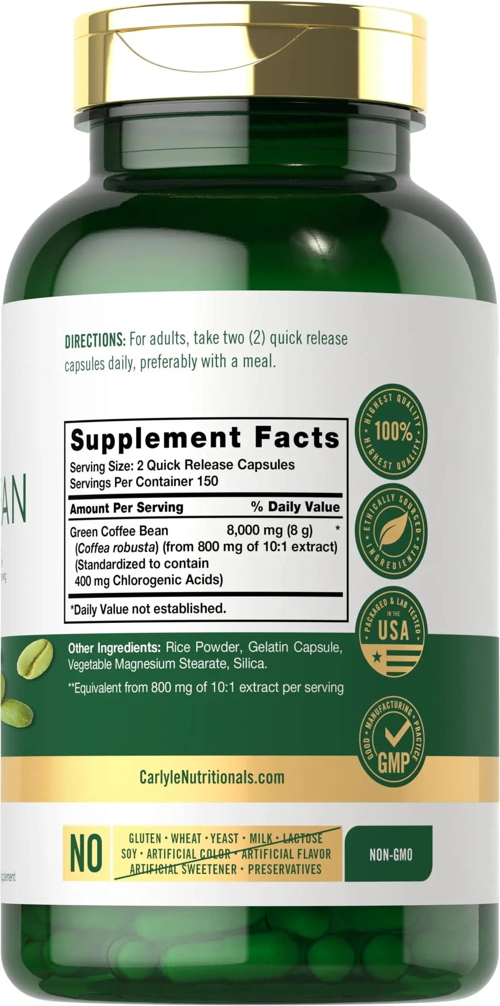 Carlyle Green Coffee Bean Extract | 8000 mg | 300 Capsules | Non-GMO and Gluten Free Carlyle Au supplements