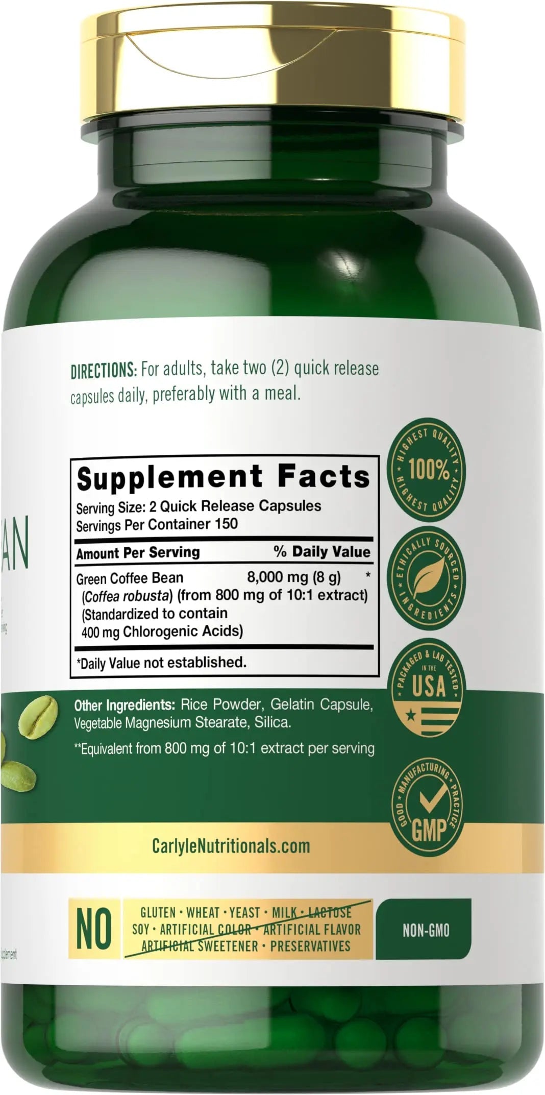 Carlyle Green Coffee Bean Extract | 8000 mg | 300 Capsules | Non-GMO and Gluten Free Carlyle Au supplements