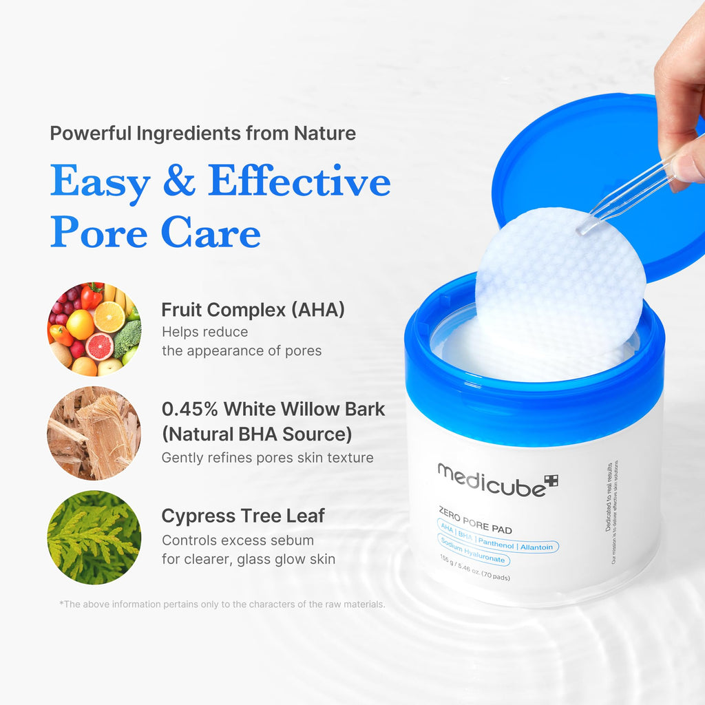 medicube Toner Pads Zero Pore Pad 2.0 | Dual-Textured Facial Pad for Exfoliation and Pore Care with 4.5% AHA Lactic Acid