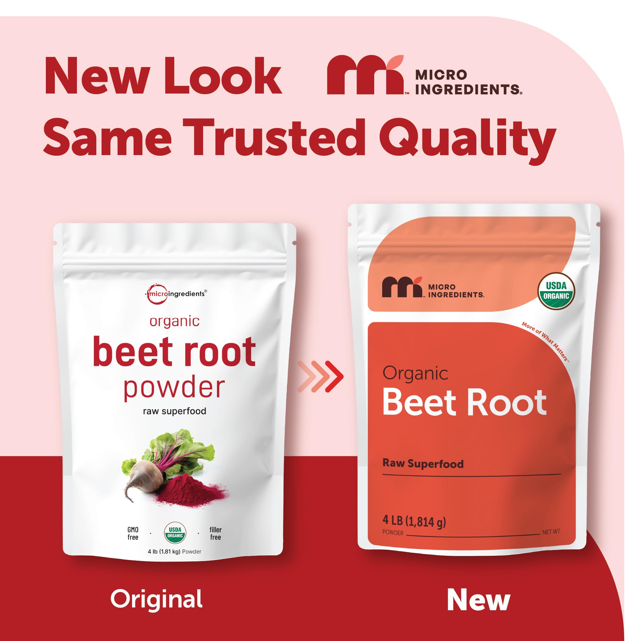 Micro Ingredients Organic Beet Root Powder, 4 Pounds | Cold Pressed, Water Soluble, High Concentrated Raw Beetroot Supplement | Natural Nitric Oxide Superfood Drink Mix