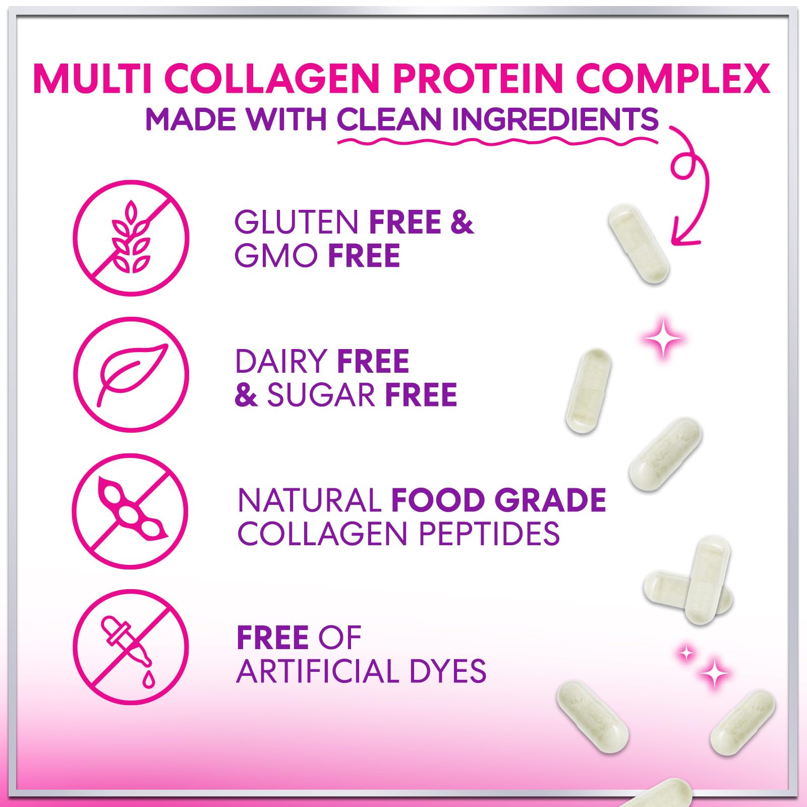 Multi Collagen Supplement 2400 mg - Types I, II, III, V & X Multi Collagen Peptides Pills for Women & Men, Hydrolyzed Collagen Supplements, Hair, Skin, Nail, & Joint Support Supplement, 60 Capsules Hello Lovely! Au supplements