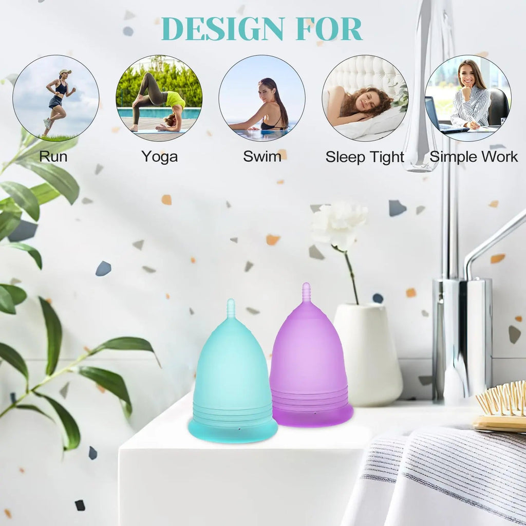 YTYOMUR Menstrual Cup Set, 2 Soft Period Cup Come with Collapsible Cleaner Cup YTYOMUR Au supplements