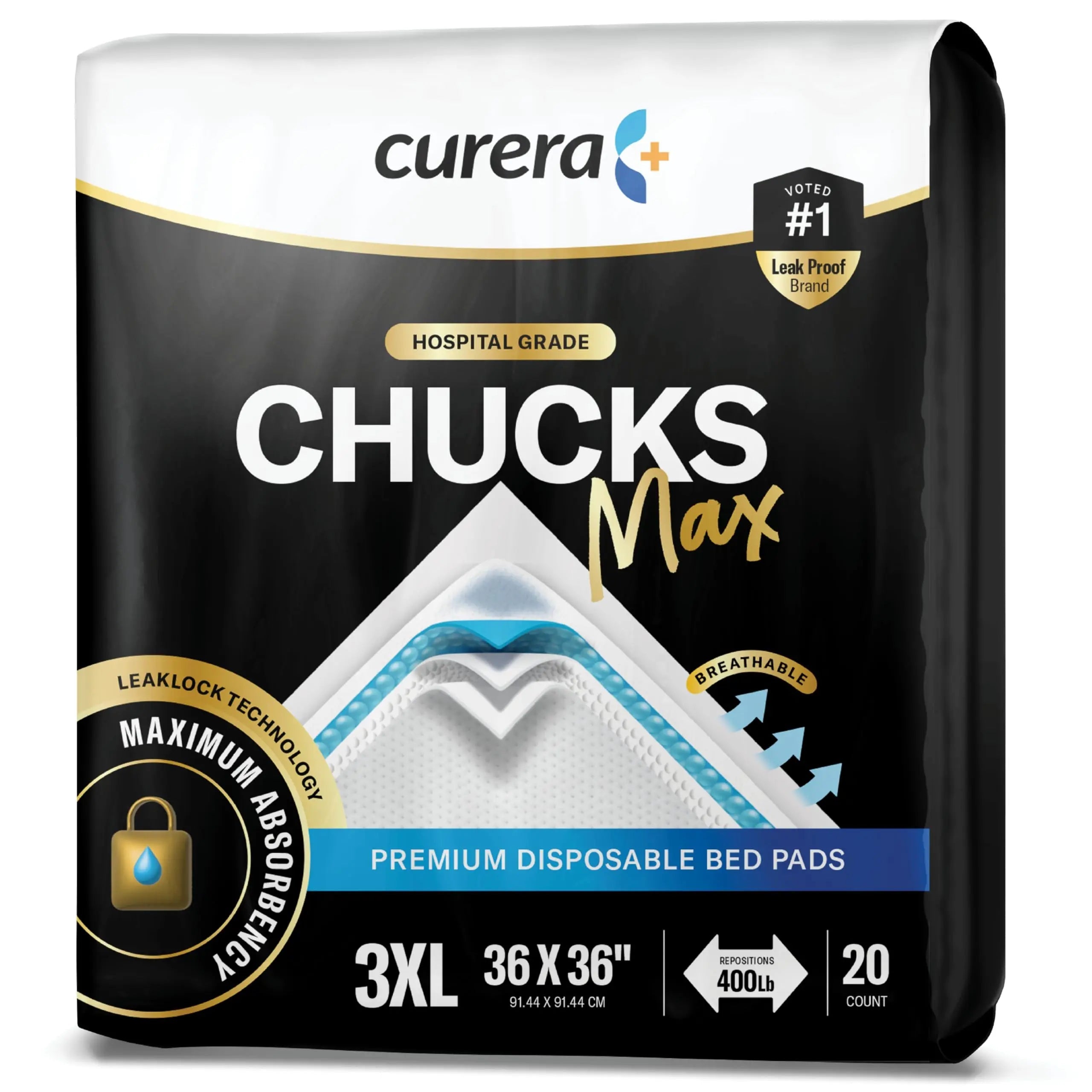 Chucks MAX Hospital Bed Pads Disposable Adult 36 x 36 Breathable Stack Man Au supplements