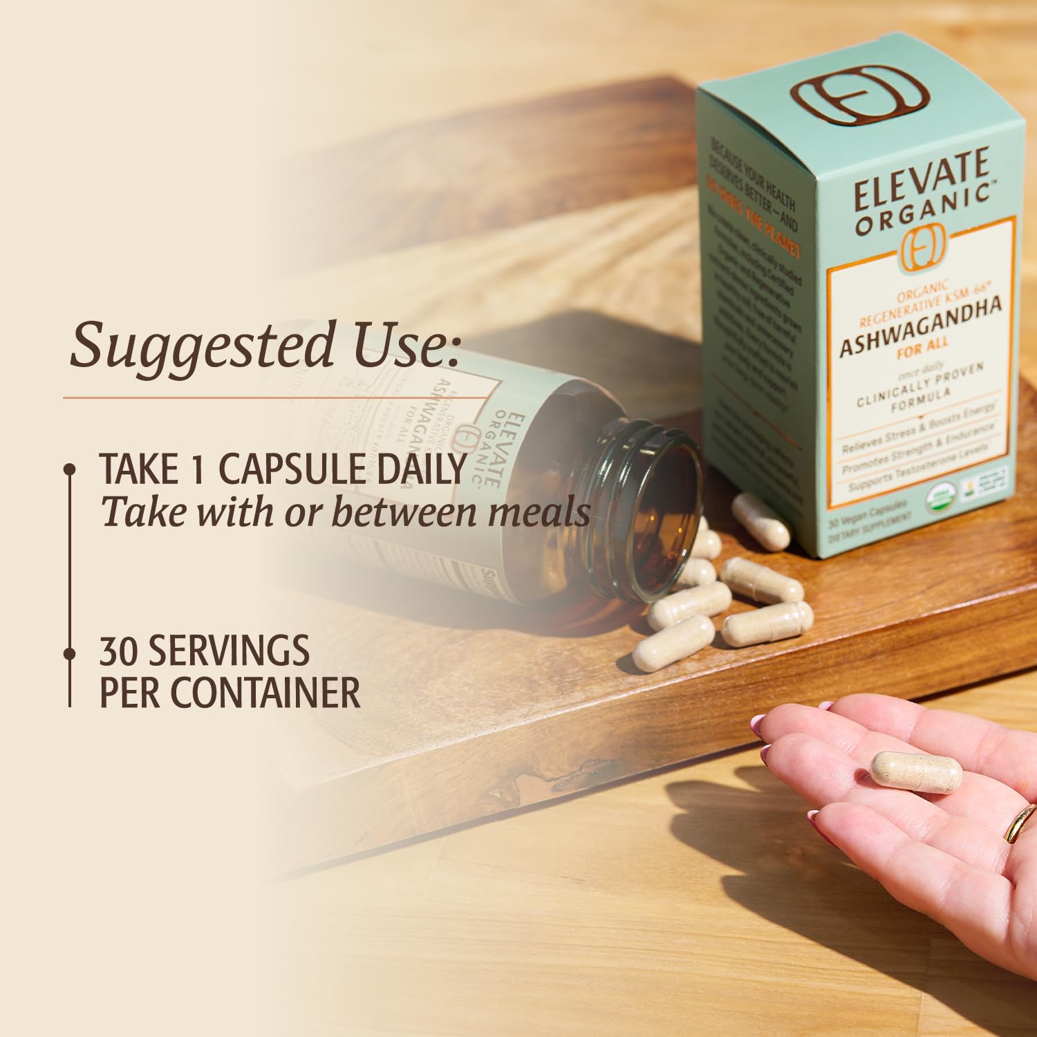 ELEVATE ORGANIC Regenerative Fermented KSM-66 Ashwagandha Vegan Capsules with Acti Veda™ (600mg, 30 Servings), Up to 150% More Effective Than KSM-66 Alone ELEVATE ORGANIC Au supplements
