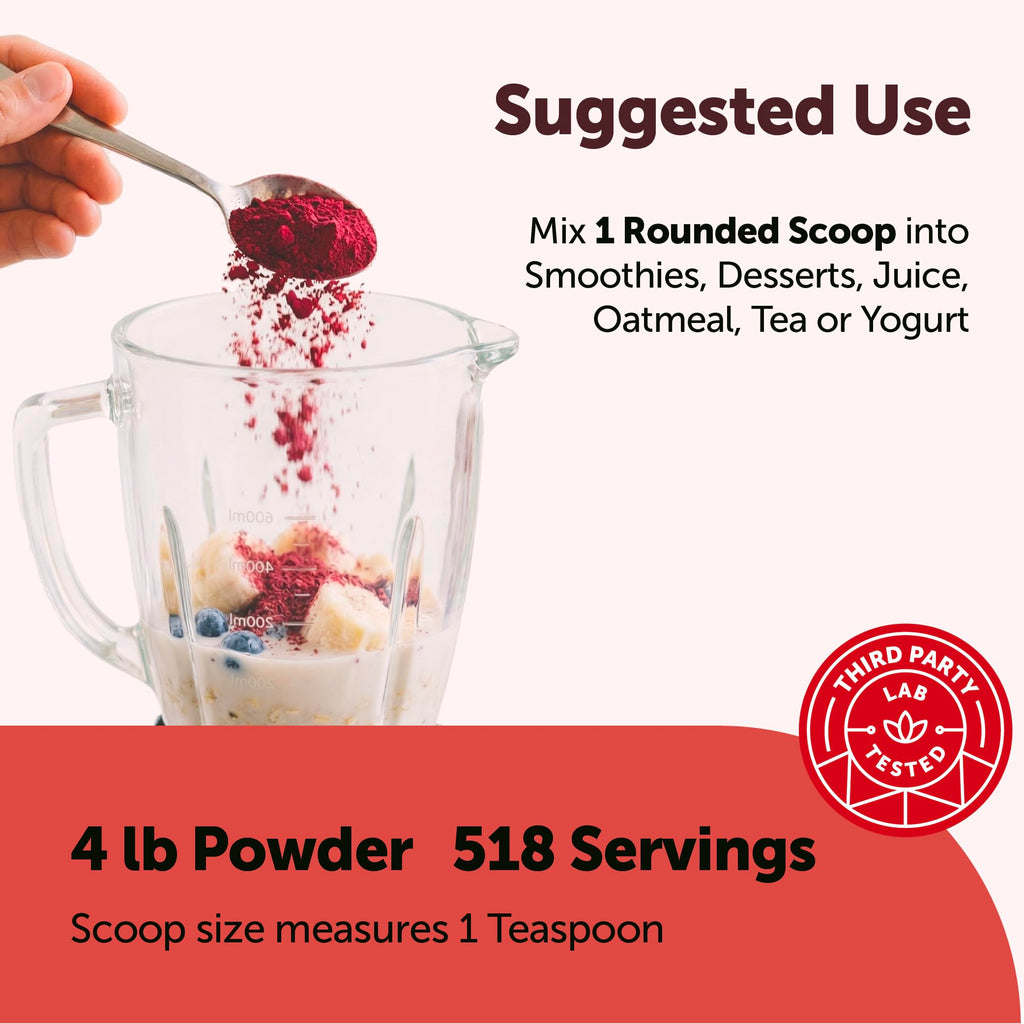 Micro Ingredients Organic Beet Root Powder, 4 Pounds | Cold Pressed, Water Soluble, High Concentrated Raw Beetroot Supplement | Natural Nitric Oxide Superfood Drink Mix