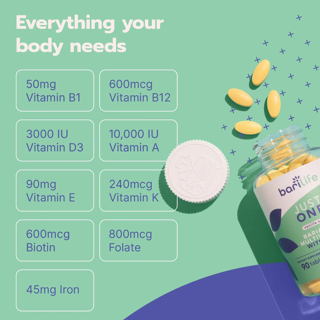 Just One - Once Daily Bariatric Multivitamin with Iron (30) Bari Life Au supplements