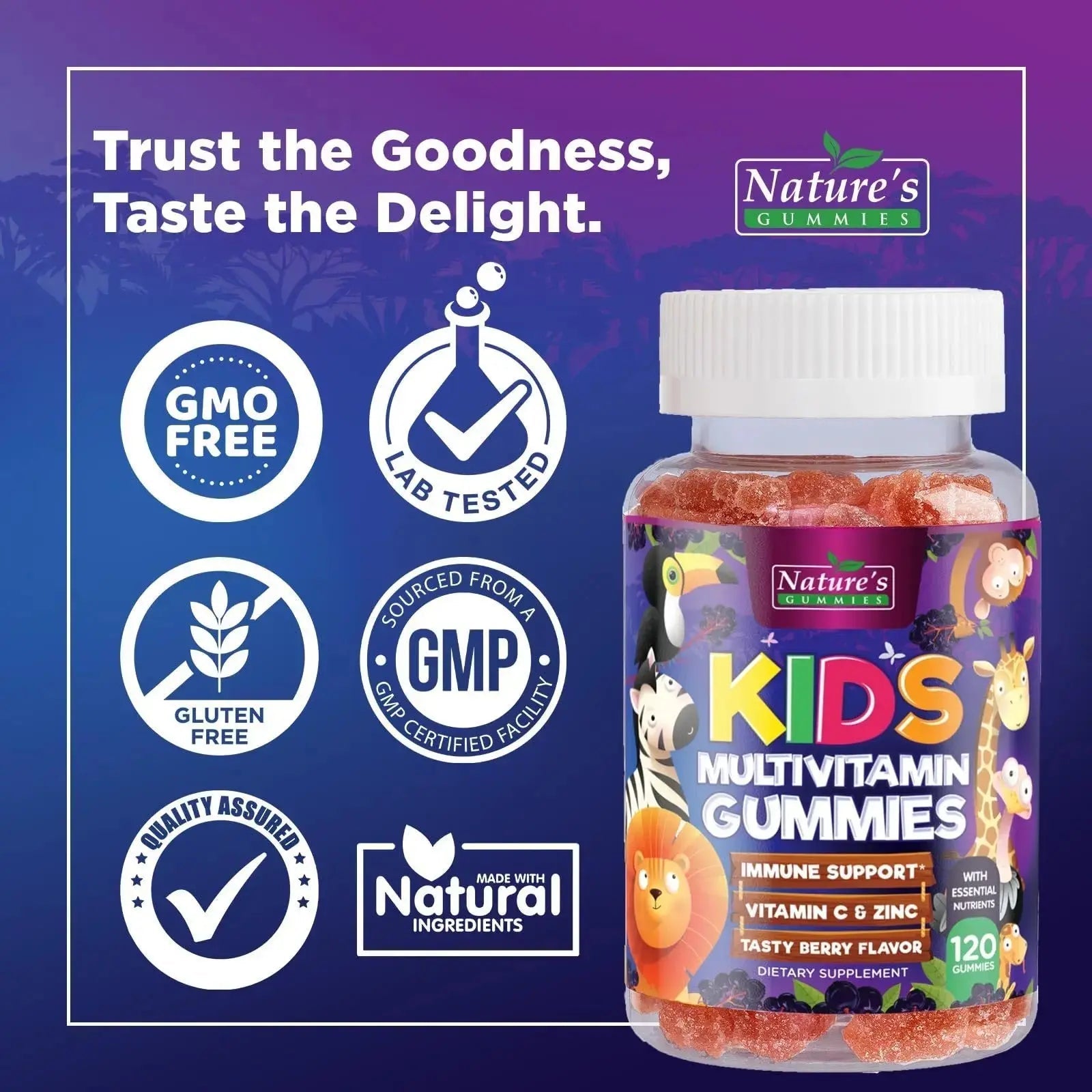 Multivitamin for Kids - Complete Daily Children's Multi Vitamin Gummies with Vitamin D, B Vitamins, Zinc & More - Energy, Memory Focus Nature's Nutrition Au supplements