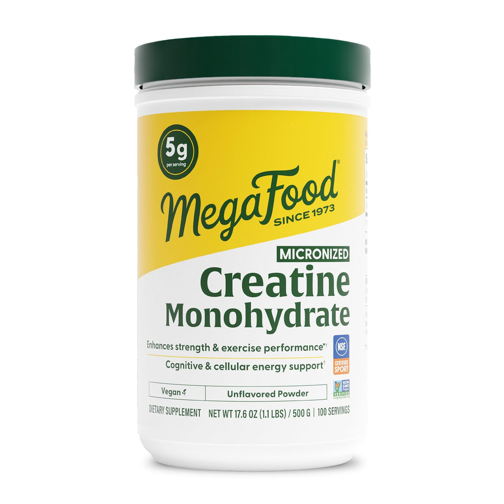MegaFood Micronized Creatine Monohydrate Powder - Unflavored Post & Pre Workout Powder for Men & Women - Cognitive & Exercise Performance Support