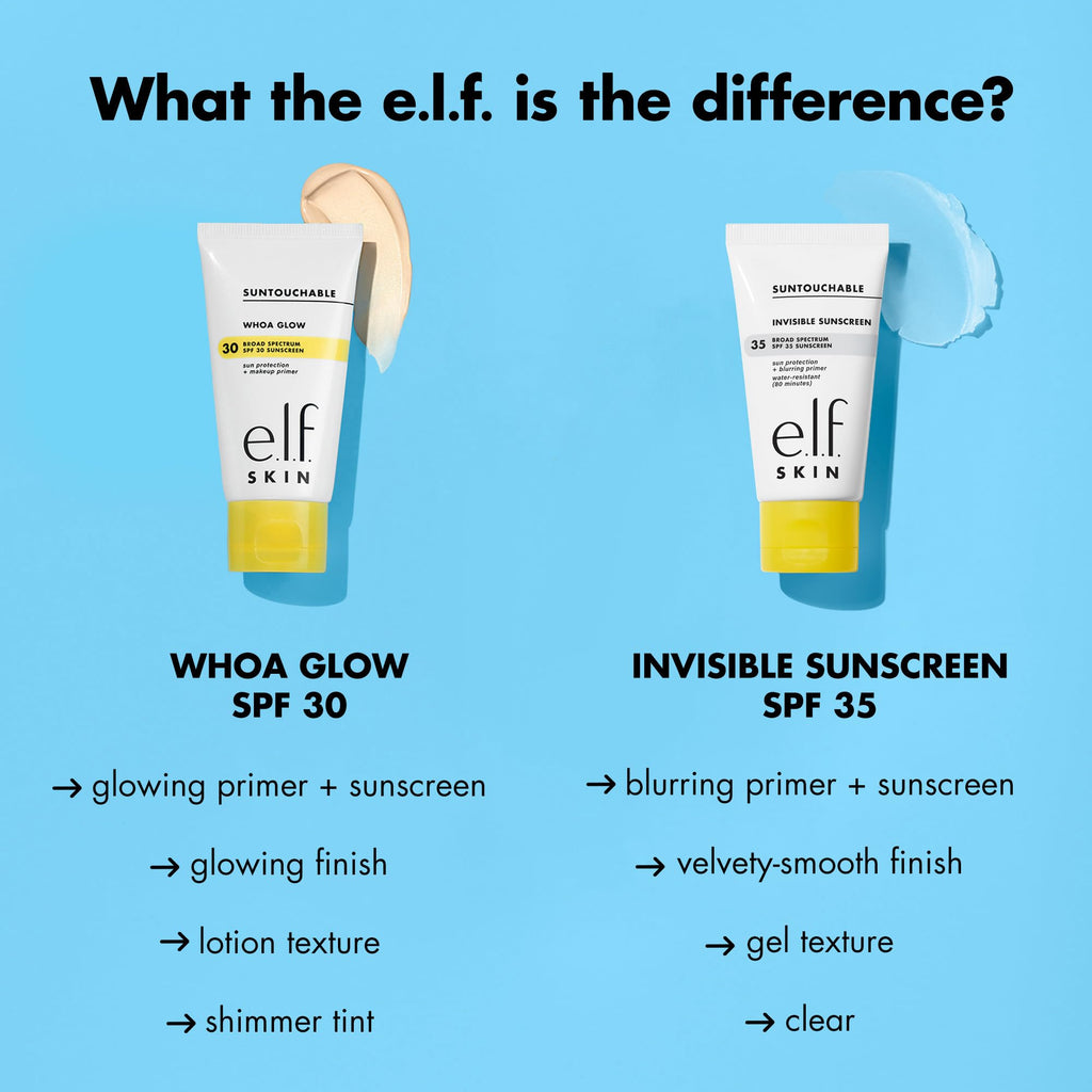 e.l.f. SKIN Suntouchable Invisible SPF 35, Lightweight, Gel-based Sunscreen For A Smooth Complexion, Doubles As A Makeup Primer