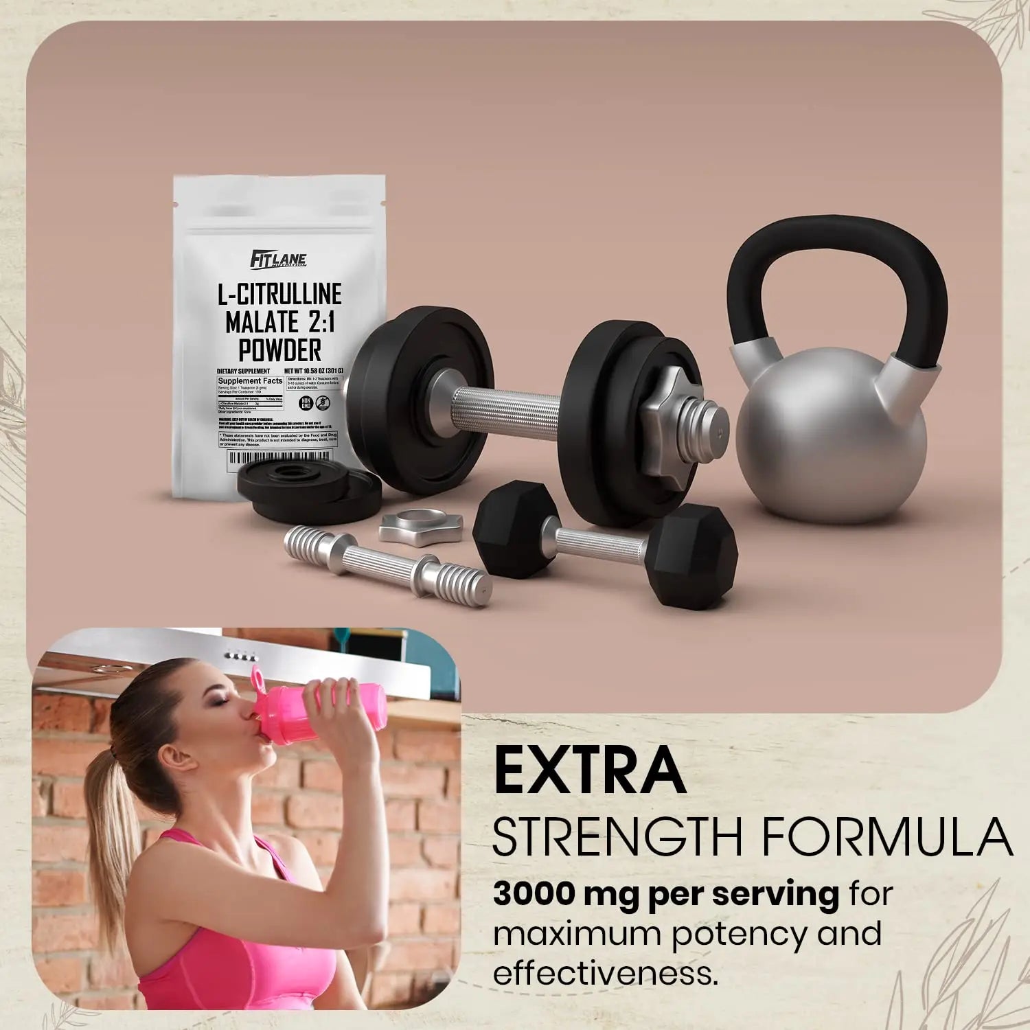 L Citrulline Malate 2 1 Powder 300 Grams - Bulk L Citrulline Powder - Free Form Amino Fit Lane Nutrition Au supplements