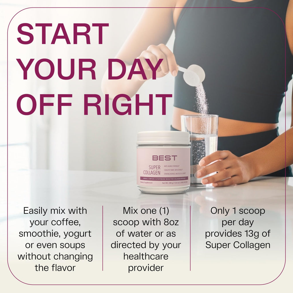 FORTIBONE® Collagen - 3 Clinically-Supported Bioactive Collagen Peptides with FORTIBONE®, FORTIGEL®, VERISOL® Unflavored Collagen for Women - Reduce Wrinkles,